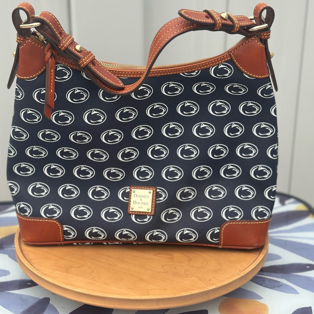 Dooney & Bourke Navy and Tan Shoulder Bag